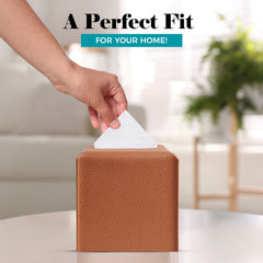 Brown Tissue Box Cover on Table