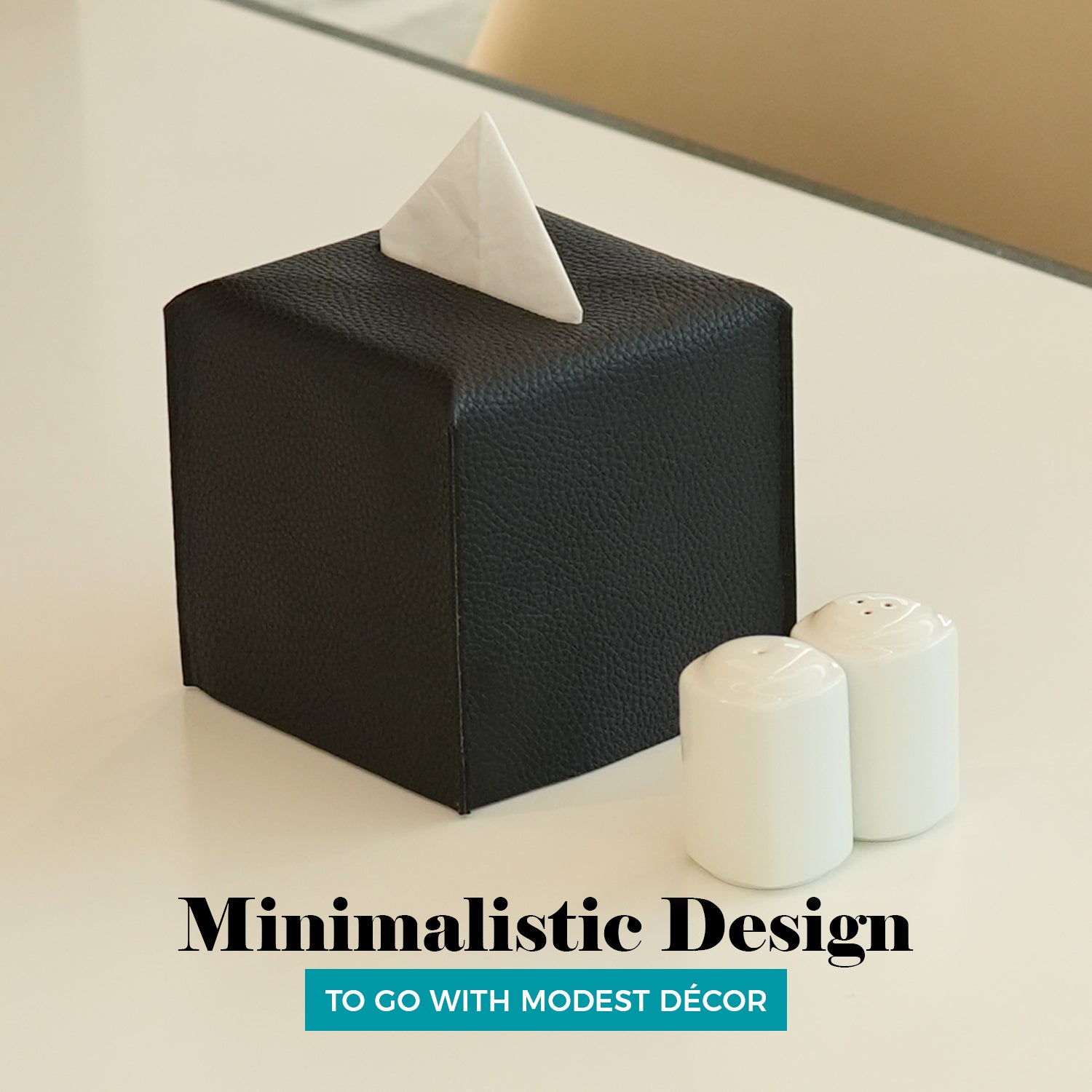 mDesign Metal Square Tissue Box Cover for Bathroom - Black