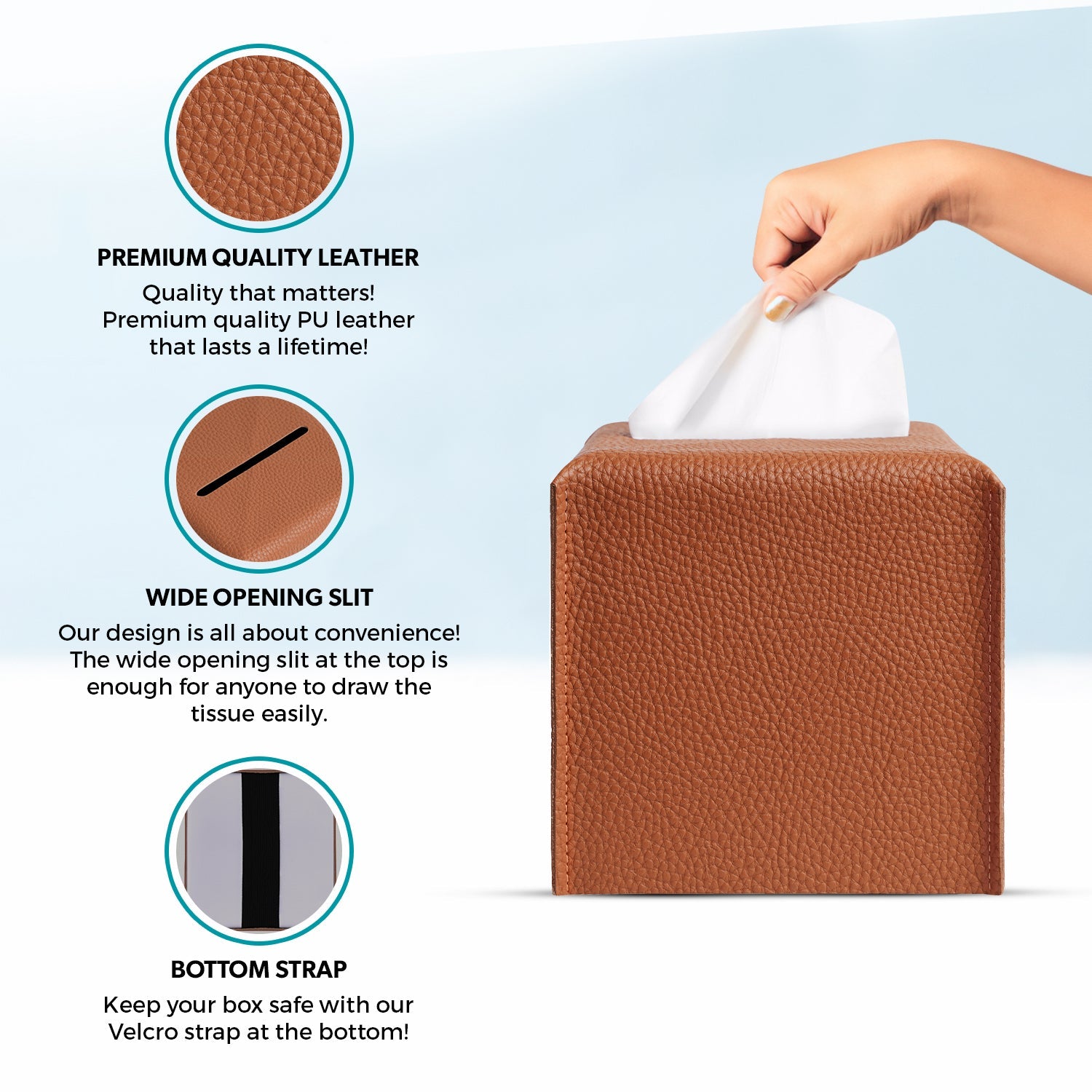 Brown Tissue Box Cover Features