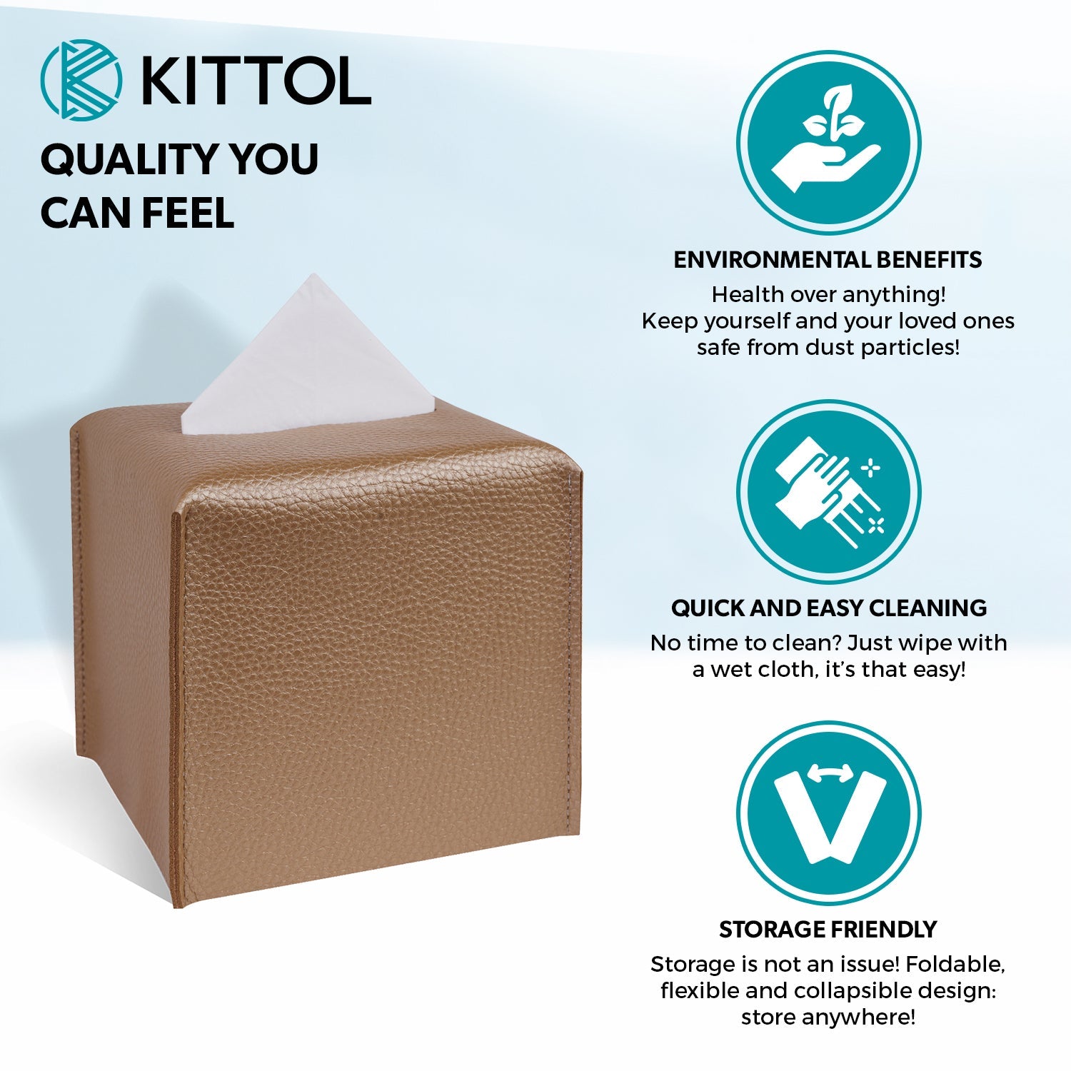 BCLONG Leather Tissue Box Cover Holder Square Tissues Case Roll Paper  Dispenser Lake Green 