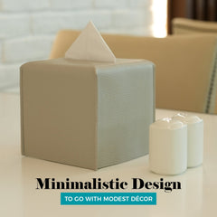Grey Tissue Box Cover on Dining Table
