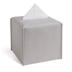 Grey Tissue Box Cover made of Faux Leather
