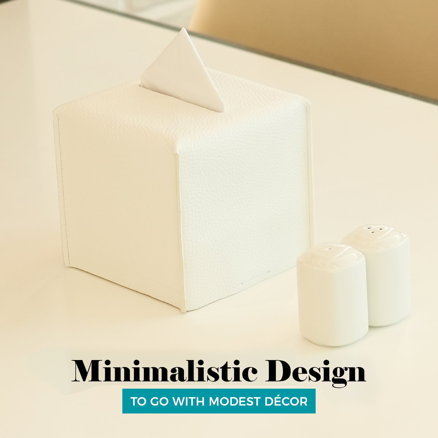 White Tissue Box Cover on Dining Table
